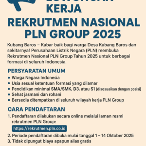 📢 Info Lowongan Kerja: Rekrutmen Nasional PLN Group 2025